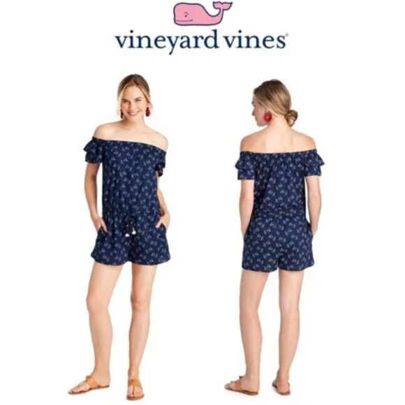 Vineyard Vines Coastal Sailboat Deep Bay Summer Romper XXS - Picture 8 of 8